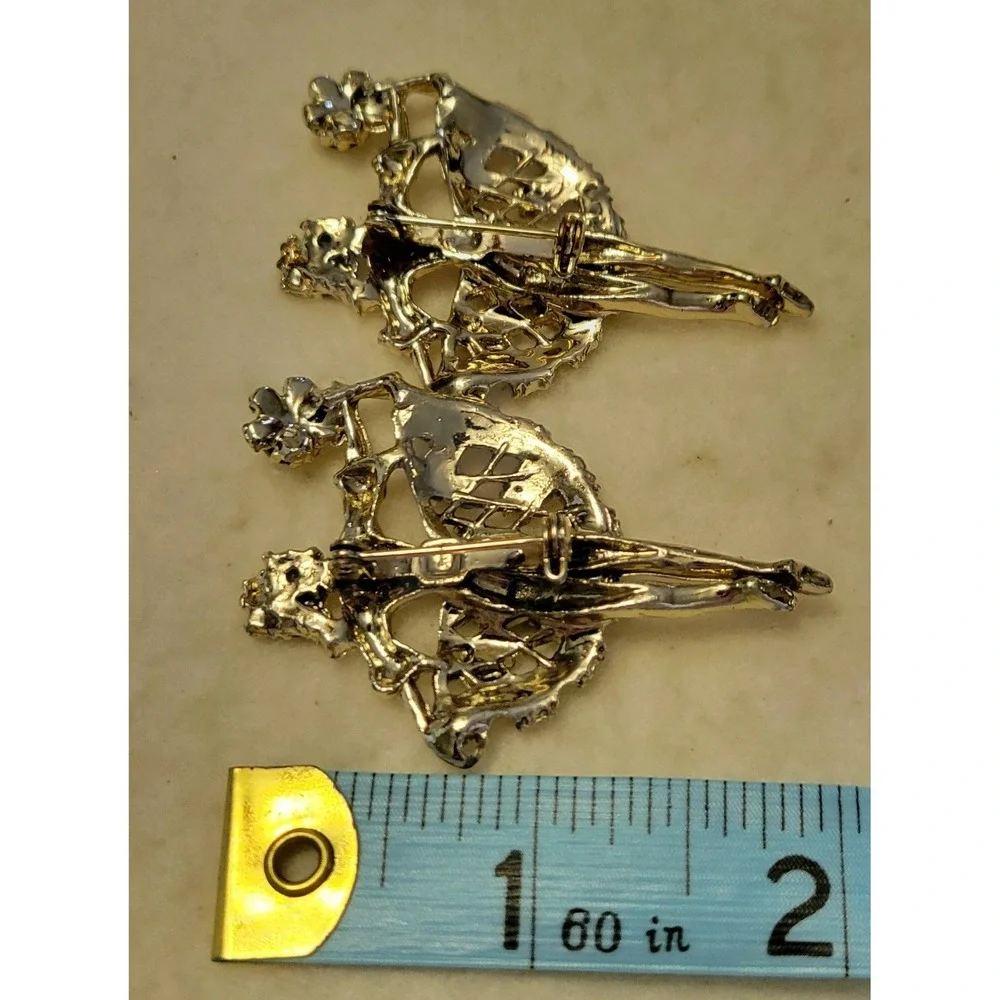 Vintage CORO CRAFT Style Unsigned‎ Ballerina Ballet Dancer Rhinestone Set Brooch - Picture 3 of 3